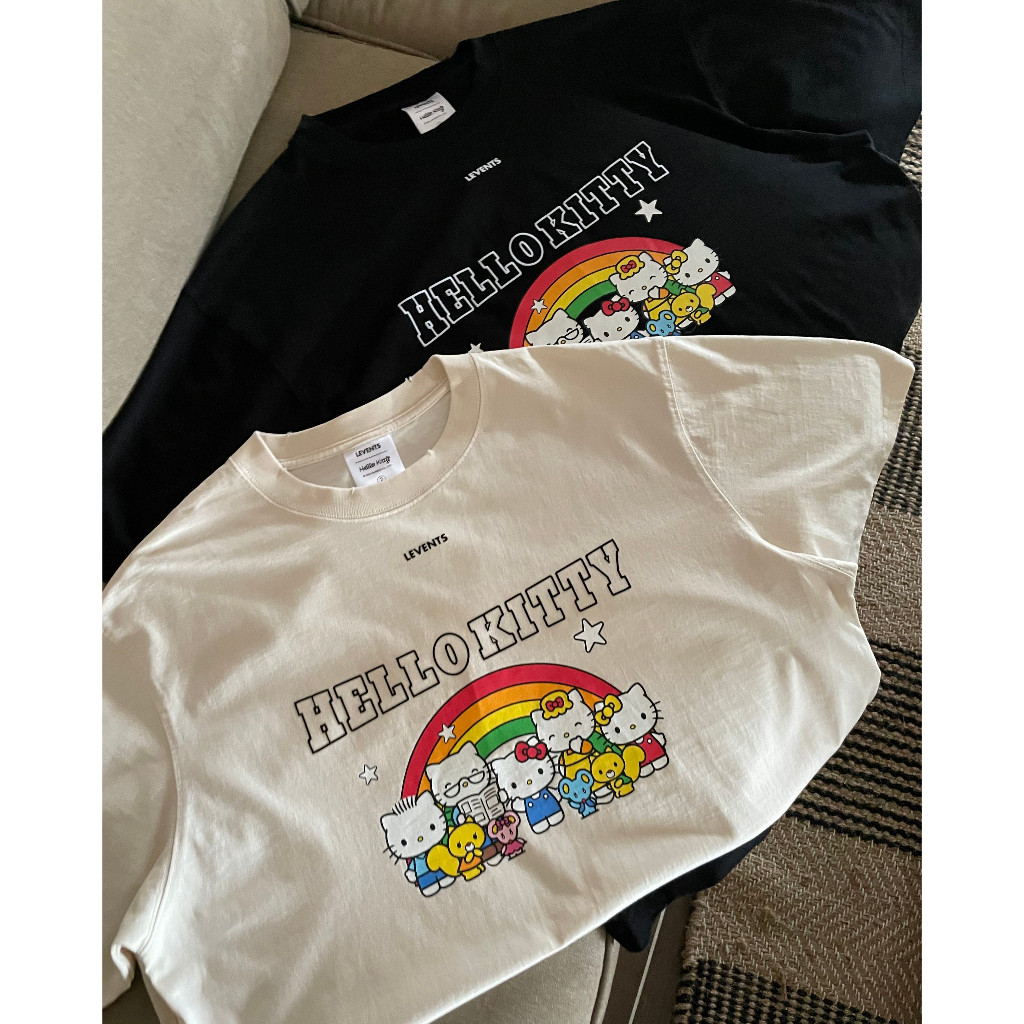 🇹🇭พร้อมส่งในไทย ‼️ Levents x hello kitty rainbow semi-Oversize Tee เสื้อยืดโอเวอร์ไซส์