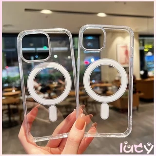 LUCY เคสป้องกันแม่เหล็กกันกระแทกโปร่งใส เคสป้องกัน TPU+PC เหมาะสําหรับ iPhone 11/11Paro/11Pro/14/13 /12/15/16e promax