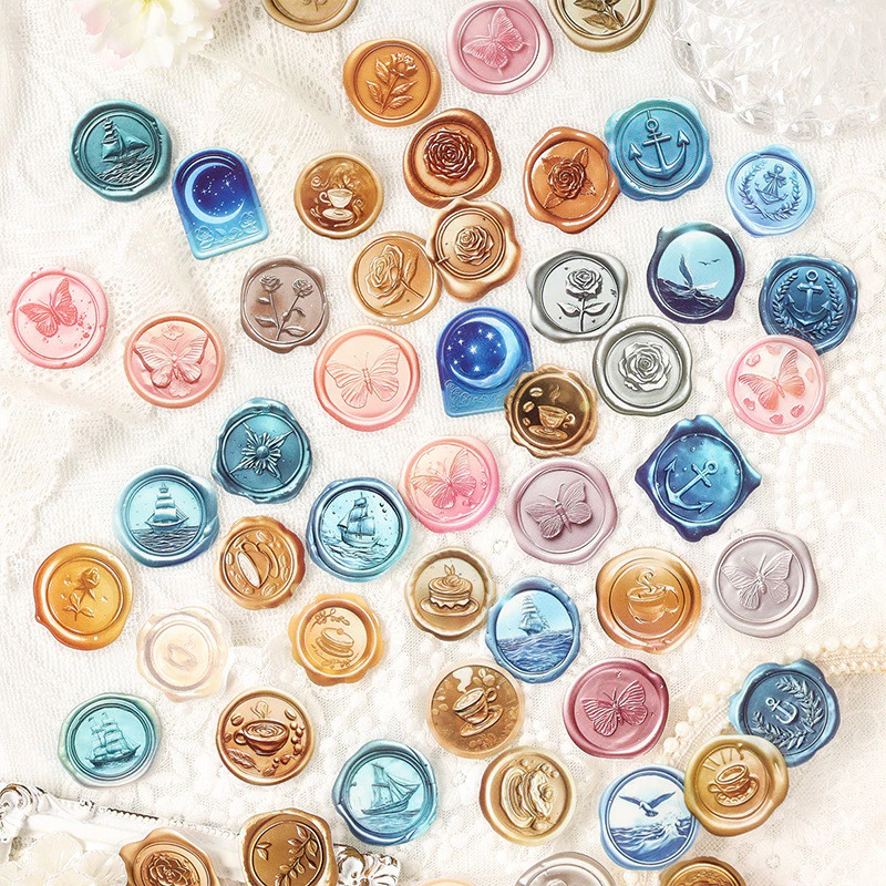Journamm 25 PCS PET Wax Seal สติกเกอร์ความคิดสร้างสรรค์กาว Diy สติกเกอร์ Hand Made ตกแต่ง Junk Journal Collage สติกเกอร์