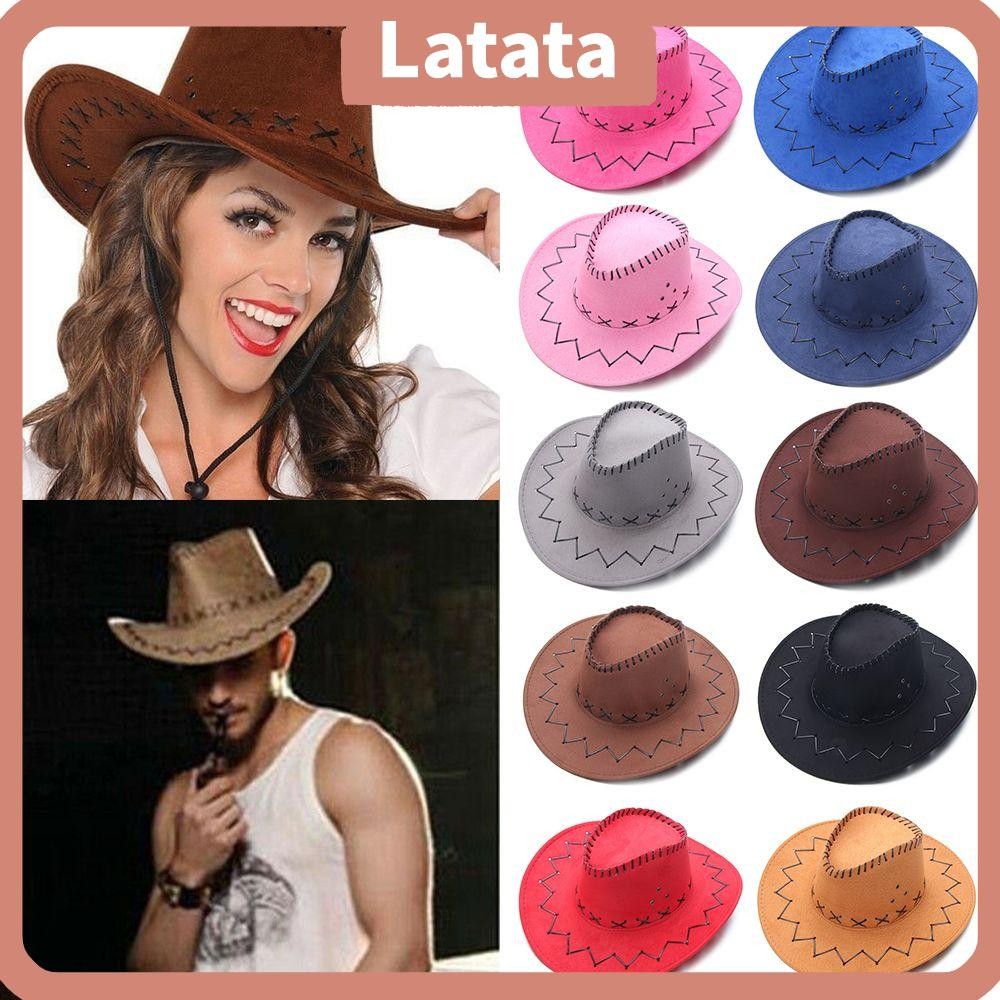 Latata Suede หมวกคาวบอยปานามา Western Style Felt Fedora Hat