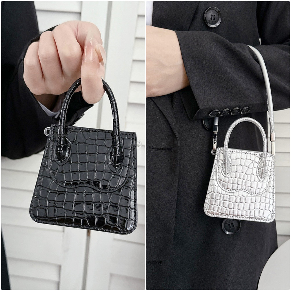 Luken กระเป๋าถือสไตล์จระเข้เคสโทรศัพท์สําหรับ Samsung Z Flip 6 5 flip6 Galaxy Z Flip5 6 มือและข้อมือ