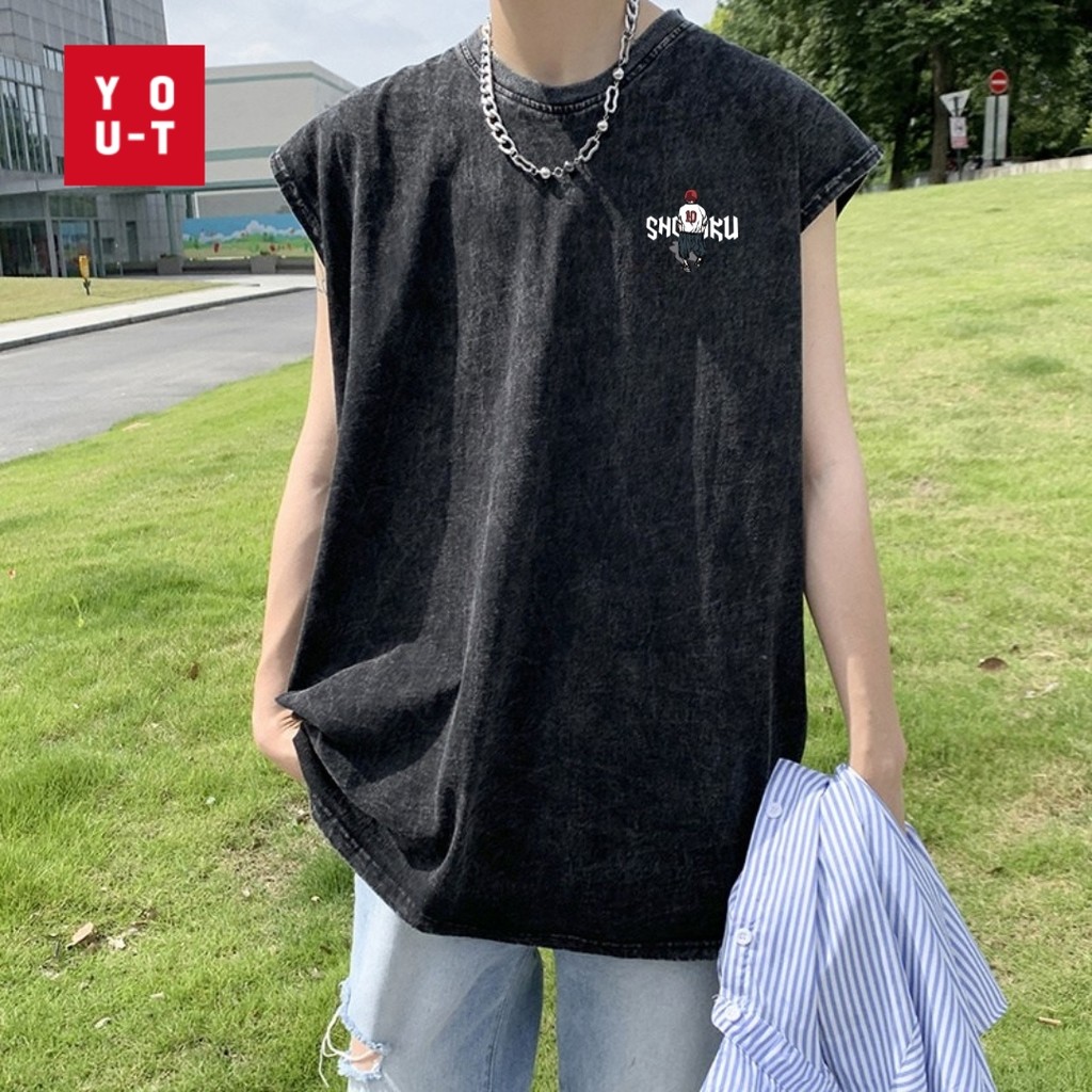 Y-T🎮เสื้อแขนกุด OVERSIZE เสื้อกั๊กแขนกุดชาย พิมพ์"MOVE"  ฝ้าย100% แนวสตรีท  สวมใส่สบาย สไตล์ลำลอง Unisex