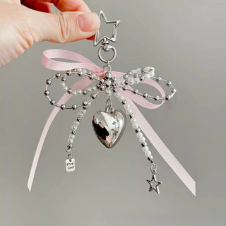 บัลเล่ต์แรงบันดาลใจแฟชั่นมุกเทียม Bowtie Charm Stylish Bowknot ริบบิ้นพวงกุญแจกระเป๋าเครื่องประดับสําหรับกระเป๋าและอุปกรณ์
