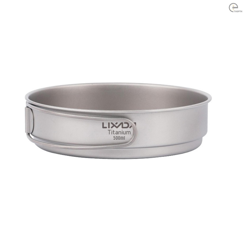 Lixada Ultralight Titanium Frypan Outdoor Camping Hiking Backpacking กระทะทําอาหารพร้อมที่จับพับได้