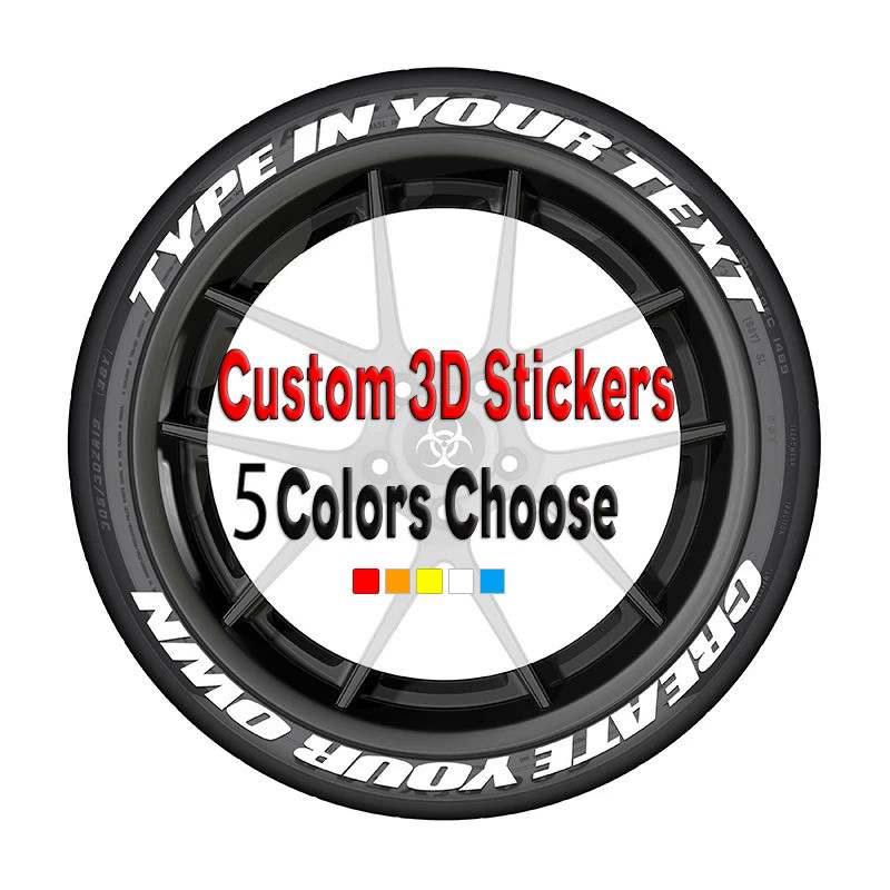 Car Sticker Custom Text 3D PVC Tyre Letter Number Stripe Stickers Universal Tuning Auto Wheel Decals