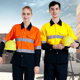 เสื้อกันแสงสะท้อนสูงสีส้มเหลืองพรีเมี่ยม แถบสะท้อนแสงเทา ใช้…