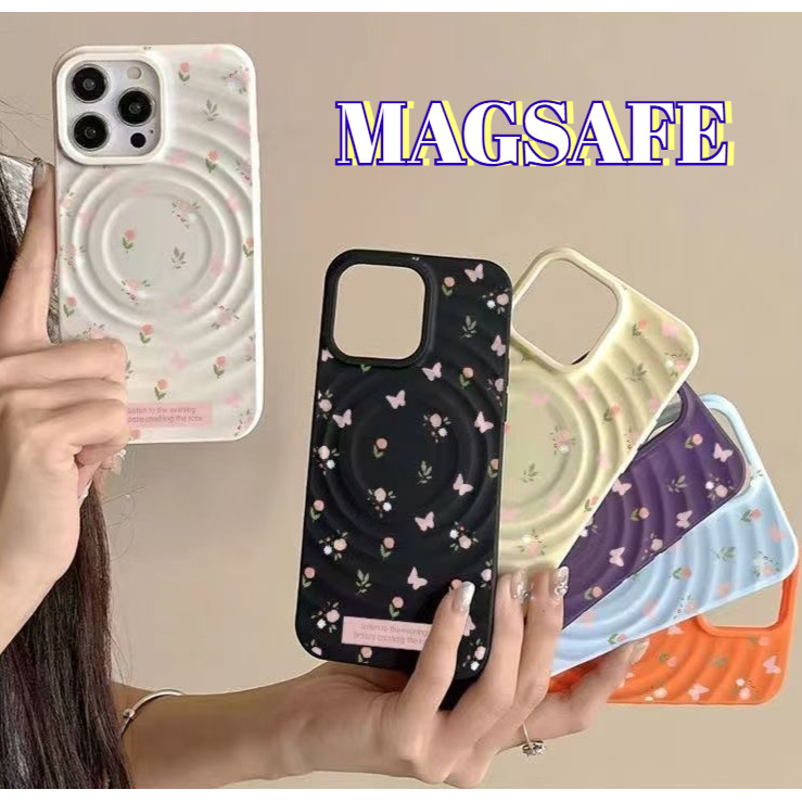 จากประเทศไทย กรณีโทรศัพท์ดูดแม่เหล็ก ใช้กับ เคสไอโฟน11 12 13 14 15 pro max XR XSMAX 15plus X/XS เนื้อกระเพื่อม ดอกไม้หัก