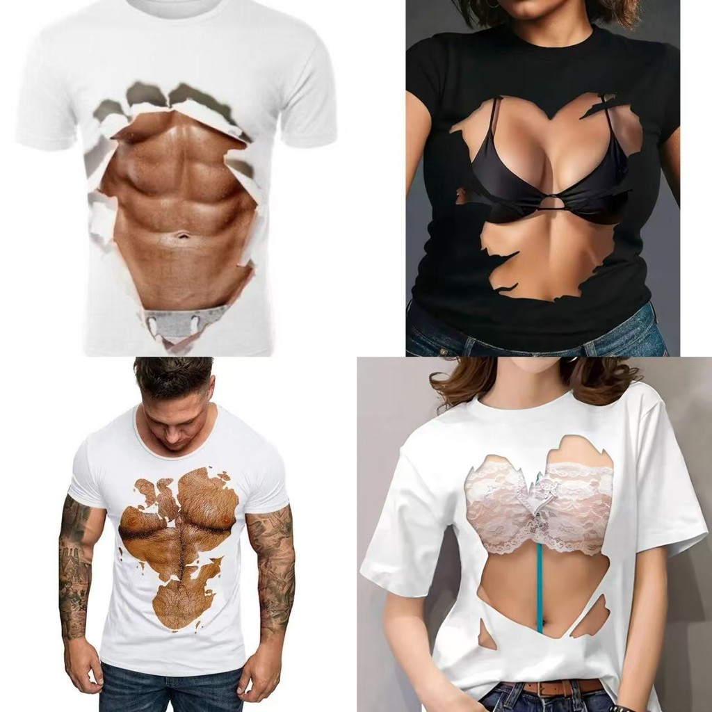 (พร้อมส่งกรุงเทพฯ) เซ็กซี่ กล้ามโต หลวมๆ สบายๆ เสื้อยืดชาย-หญิง แขนสั้น ผ้าคอตตอนแท้ ระบายอากาศ