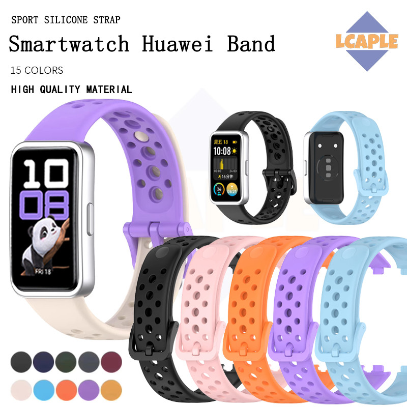 สายยางนุ่มแบบสปอร์ต for Smartwatch Huawei Band 10 9 8 NFC ด้วยอุปกรณ์เสริมเทปซิลิโคนระบายอากาศ for Huawei Band 10 9 8