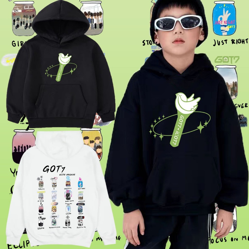 KIDS GOT7 printed ร้อน!!! เสื้อฮู้ดแขนยาวเด็ก GOT7 IUGOT7 เด็ก Hoodie