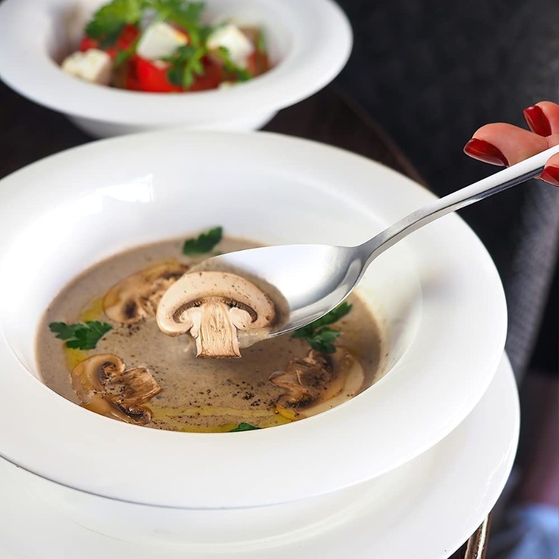 ช้อนด้านล่างแบนสแตนเลสหนา / ช้อนซุปลึกจีน / ส้อมผลไม้จบการศึกษาอาหาร - รูปที่ 3