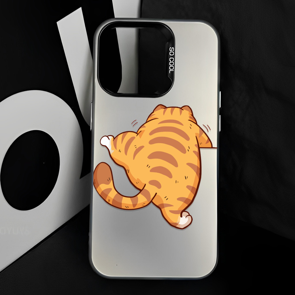 แมวอ้วนสีส้มน่ารัก เคสไอโฟนหรูหราไฮโซ For iphone 11 12 13 14 15 16 Pro MAX 14 plus XR X XSMAX 7Plus เคสโทรศัพท์กันกระแทก