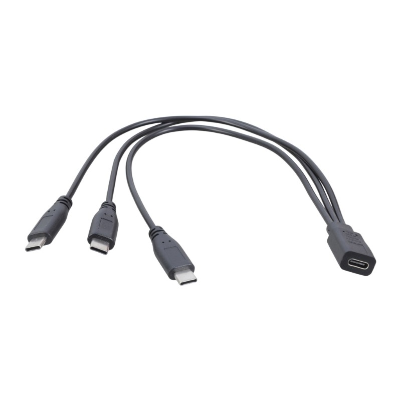 R-R Triple Output Type C สายชาร์จ 30 ซม. สําหรับอุปกรณ์มือถือแท็บเล็ตลําโพง