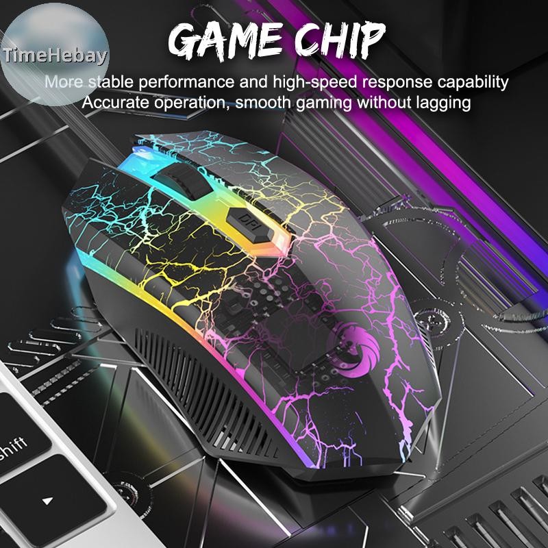 TimeHebay Gaming RGB Backlight เมาส์แบบมีสาย E-Sports เมาส์สําหรับ PC แล็ปท็อป USB เม้าส์สําหรับ Office Studio Gamer EN