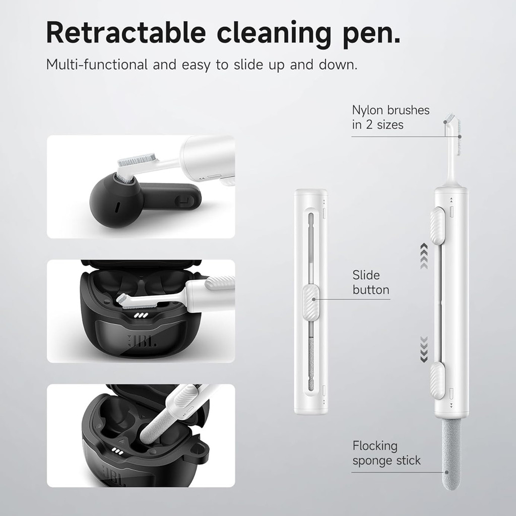 SURITCH สําหรับ JBL Tune Flex 2 / JBL Tune Flex ทนทานกันกระแทกพร้อม Carabiner ฝาครอบแม่เหล็กล็อคชุดทําความสะอาดเครื่องมือกําจัด - รูปที่ 4