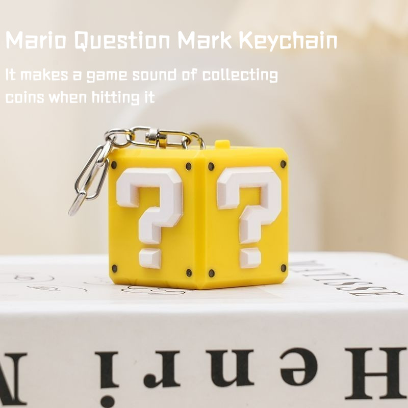 Super Mario Question Block Keychain with Iconic Coin Sound Effect Classic Game Collectible