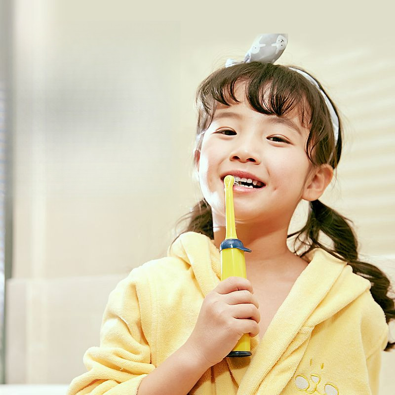 Noule 360แปรงสีฟันไฟฟ้าสำหรับเด็กแบบหมุนสองด้านแบตเตอรี่อายุ3-14ปีพร้อมหัวแปรง2หัว ny500