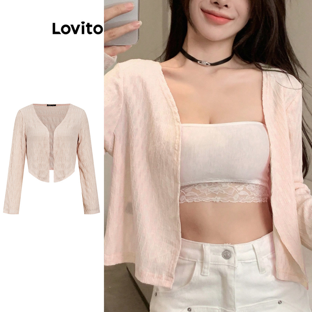 Lovito เสื้อยืดลายสก็อตน่ารักสำหรับผู้หญิง LAD106045