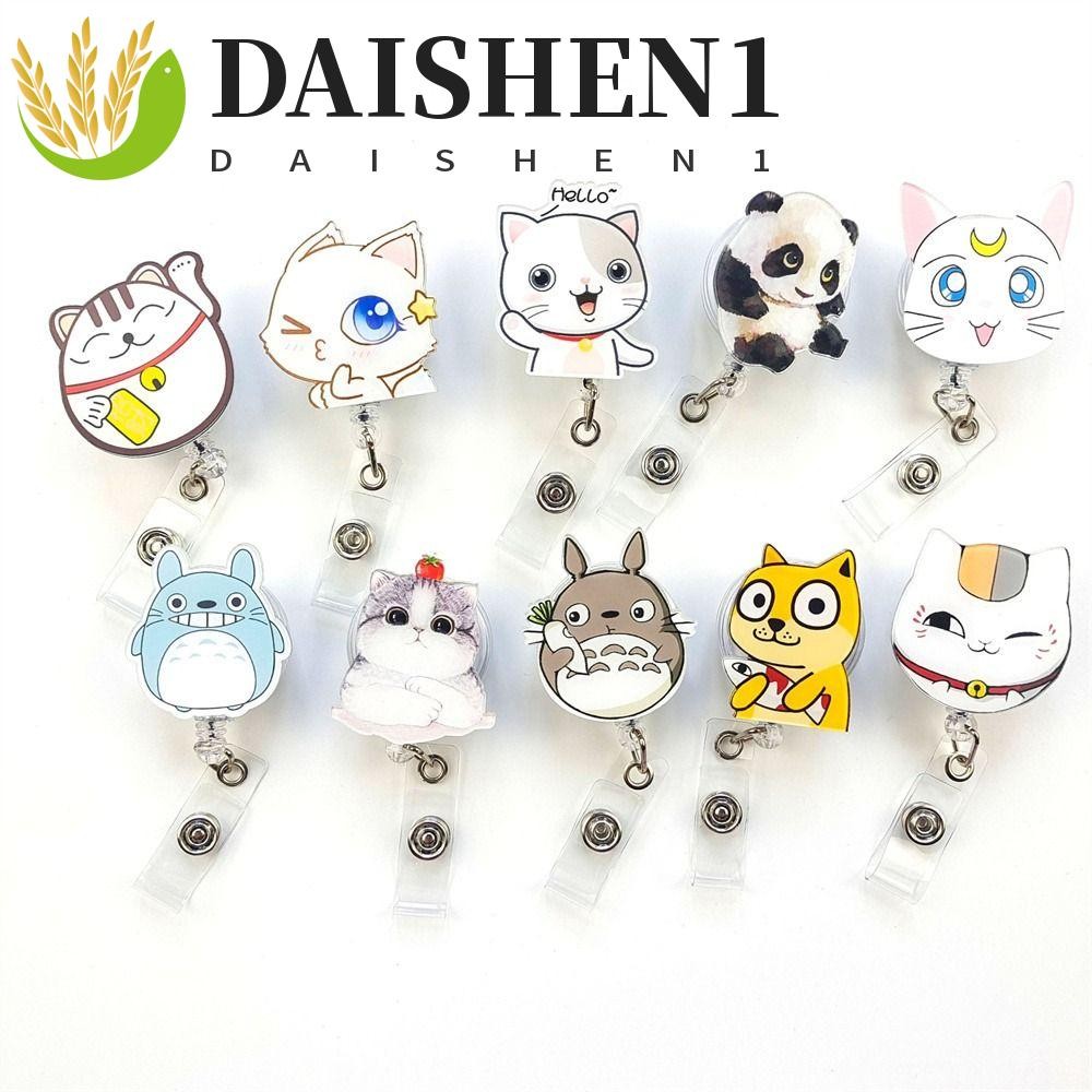 Daishen1 คลิปหนีบป้ายชื่อ ลายการ์ตูนแมว ยืดหดได้ สําหรับพยาบาล สํานักงาน โรงเรียน