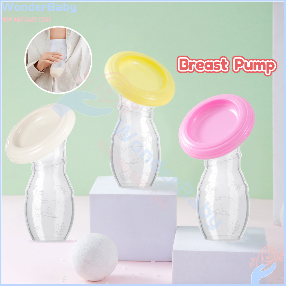 WONDERBABY ที่ปั้มนม กรวยปั๊มนม ขวดซิลิโคน ปั้มนม กรวยซิลิโคน พร้อมฝาปิด ปั้มนมมือ