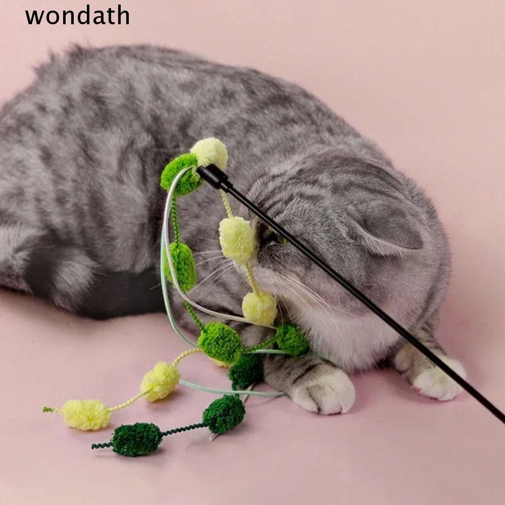 Wonda ของเล่นแมว, Chromatic พู่ลูกแมว Teaser Wand, Bell ทนทานตลก Plush Balls อุปกรณ์สําหรับสัตว์เลี้ยงสําหรับออกกําลังกายแมว
