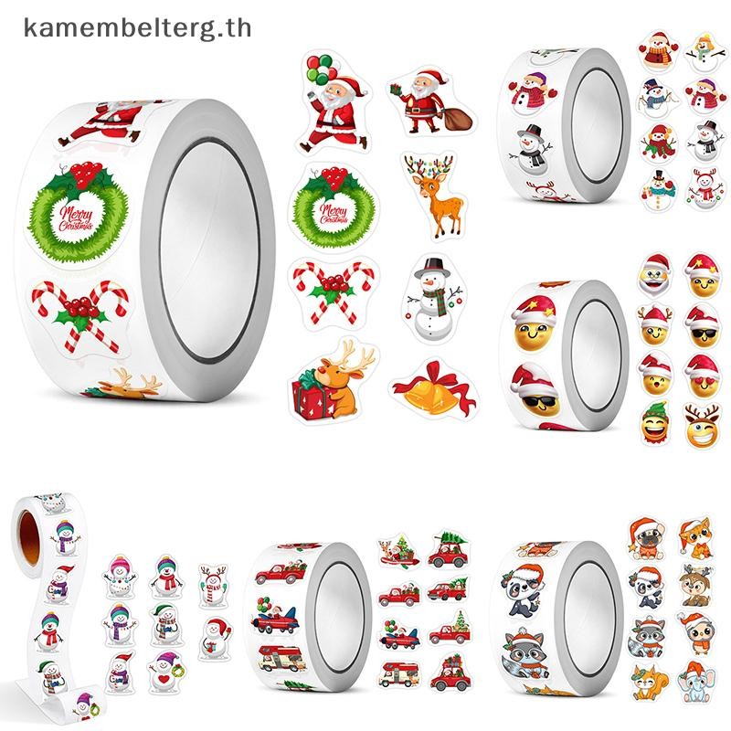 Kam 500 ชิ้น Merry Christmas สติกเกอร์ธีมคริสต์มาสป้ายสติกเกอร์สําหรับ DIY ของขวัญเบเกอรี่แพคเกจซองจดหมายเครื่องเขียนตกแต่ง TH