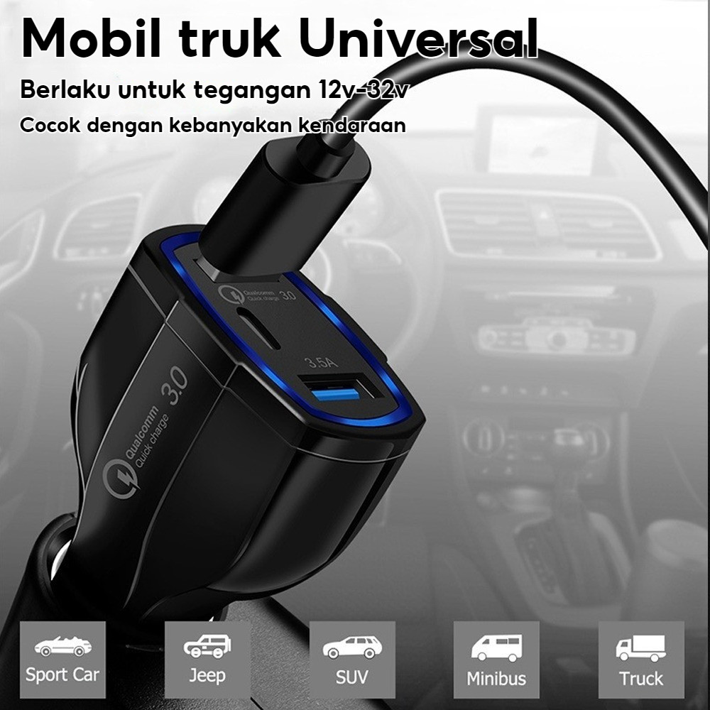 เครื่องชาร์จอเนกประสงค์ 3.0 Type-C Fast G Car Charger Port 30W Usb Car Qc 3 High