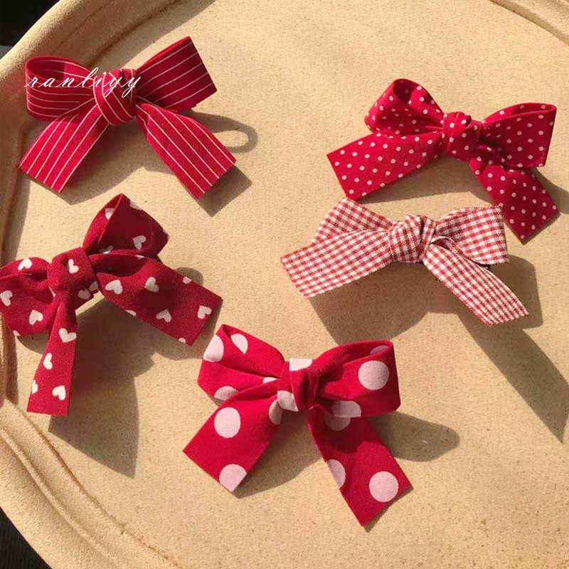ส่งเร็ว🌼กิ๊บติดผมโบว์สีแดงหวานสไตล์เกาหลีคลิปด้านข้างละเอียดอ่อนนักเรียนเครื่องประดับผมสำหรับเด็กผู้หญิง-Ranliyy - รูปที่ 3