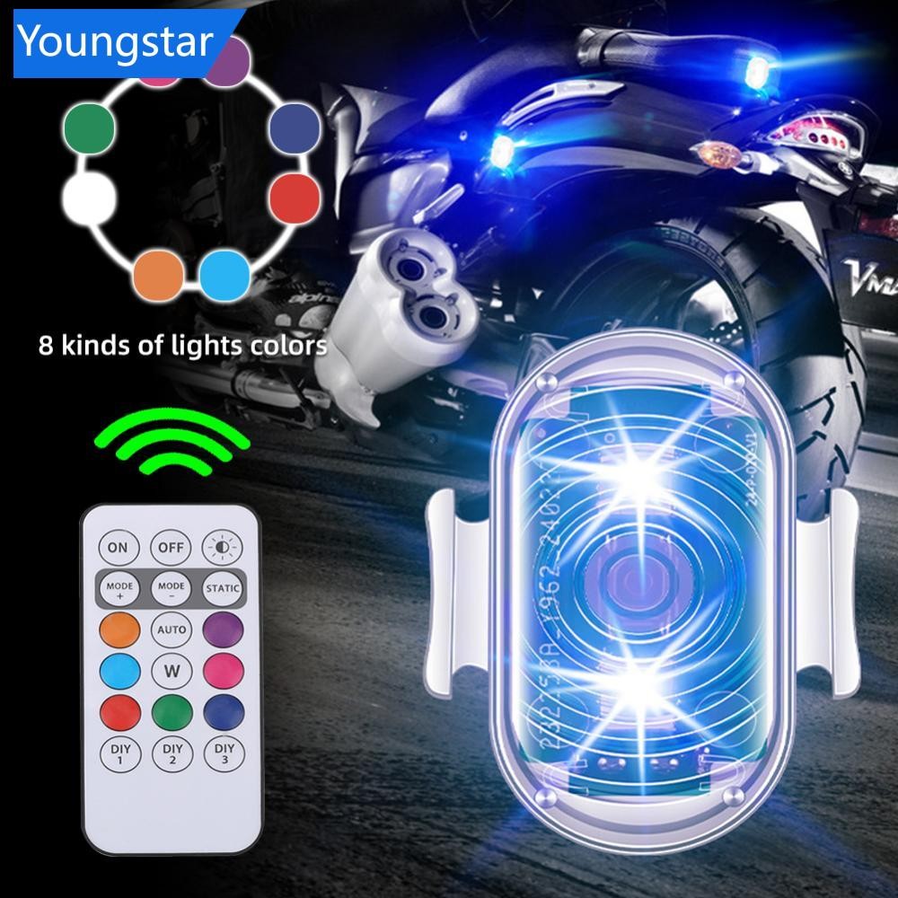 Ys รถจักรยานยนต์ LED Strobe Light แฟลชรีโมทคอนโทรลไร้สาย Anti-collision ไฟเตือนกันน้ํา B6Y9