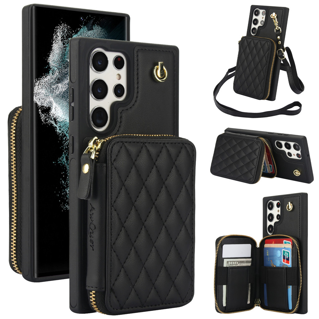 เคสโทรศัพท์ เคส SAMSUNG การ์ดสําหรับsamsung S24 Ultraพร้อมสายคล้องLanyardกระเป๋าเหรียญกรณีหนังสําหรับSamsung Galaxy S26 Ultra S24 Plus S25 Ultra S23 FE S22 Plus Case A13 A14 A15 A53 A54 พร้อมกระเป๋าสตางค์กระเป๋า