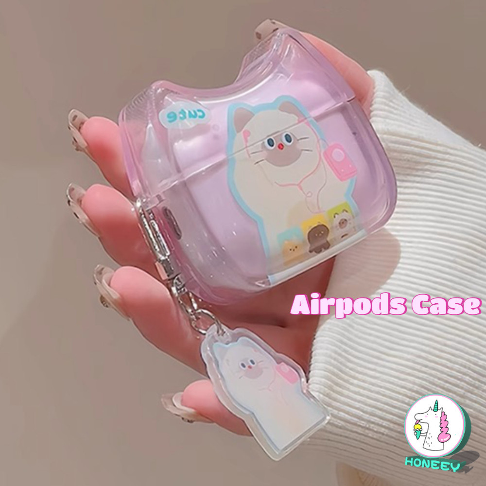 Girly สีชมพู Kitty Cat หูฟังกรณี Cat Charm สําหรับ Airpods 1 2 3 4 Airpod Pro 2 หูฟังไร้สายบลูทูธ Hard Anti-drop ชุดหูฟังฝาครอบป้องกัน