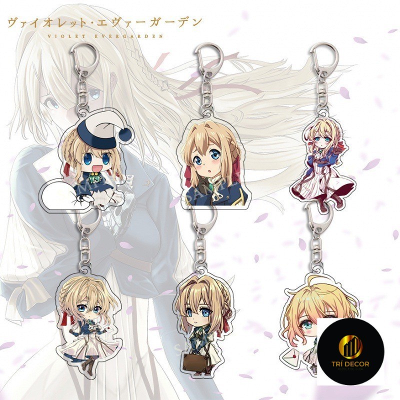 Violet Evergarden พวงกุญแจอะคริลิคใส จี้สีม่วง ของขวัญวิทยาเขตอุปกรณ์ต่อพ่วงอะนิเมะ