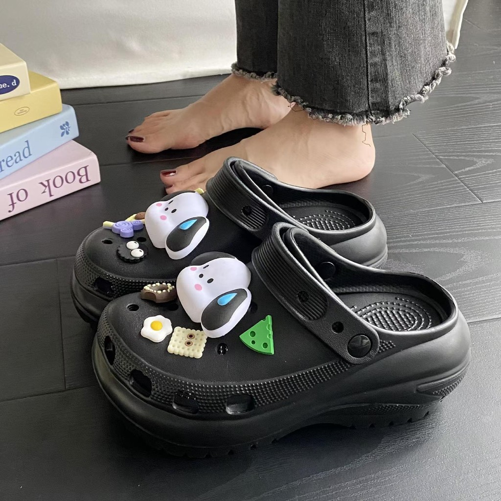 รองเท้าแตะรัดส้น หัวโตผู้หญิง ส้นสูง 6cm. วัสดุ EVA น้ำหนักเบา มีสายรัดส้นเท้าและรูระบายอากาศ #sy190