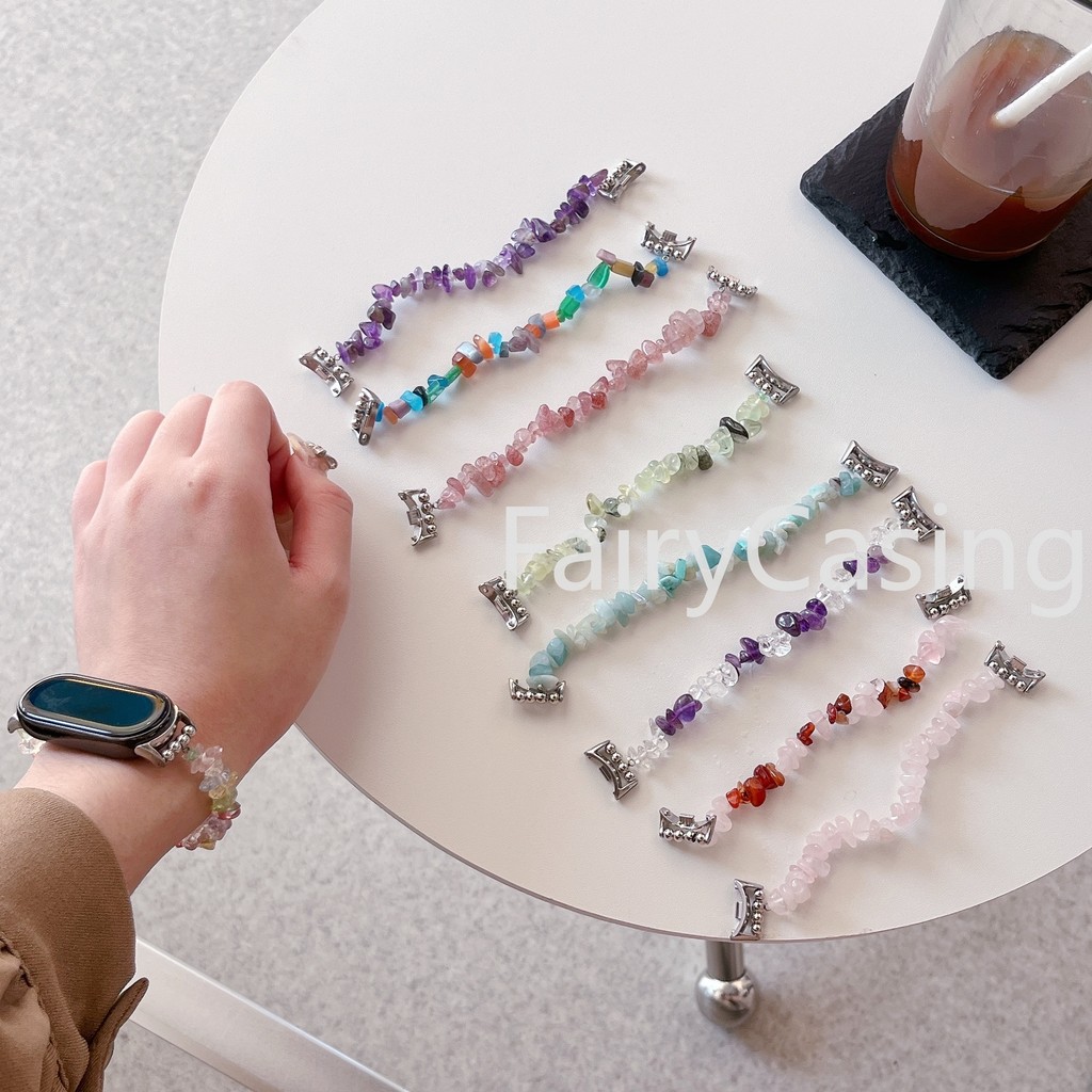 ผิดปกติหินสายสําหรับ เสี่ยวหมี่ ไมล์ วง10 9 8 7 6 5 4 3คริสตัลหินธรรมชาติสายนาฬิกาข้อมือสําหรับ ไมล์ วง8 7 มือโปร สร้อยข้อมือยืดหยุ่นเครื่องประดับดู