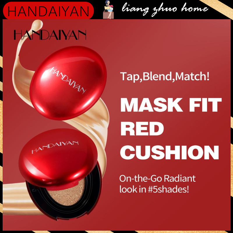 Handaiyan รองพื้นคุชชั่นสีแดงกึ่งMatte Full Coverage กันน้ําคอนซีลเลอร์ติดทนนานแต่งหน้า Tone Up Cream Base Covering Foundation