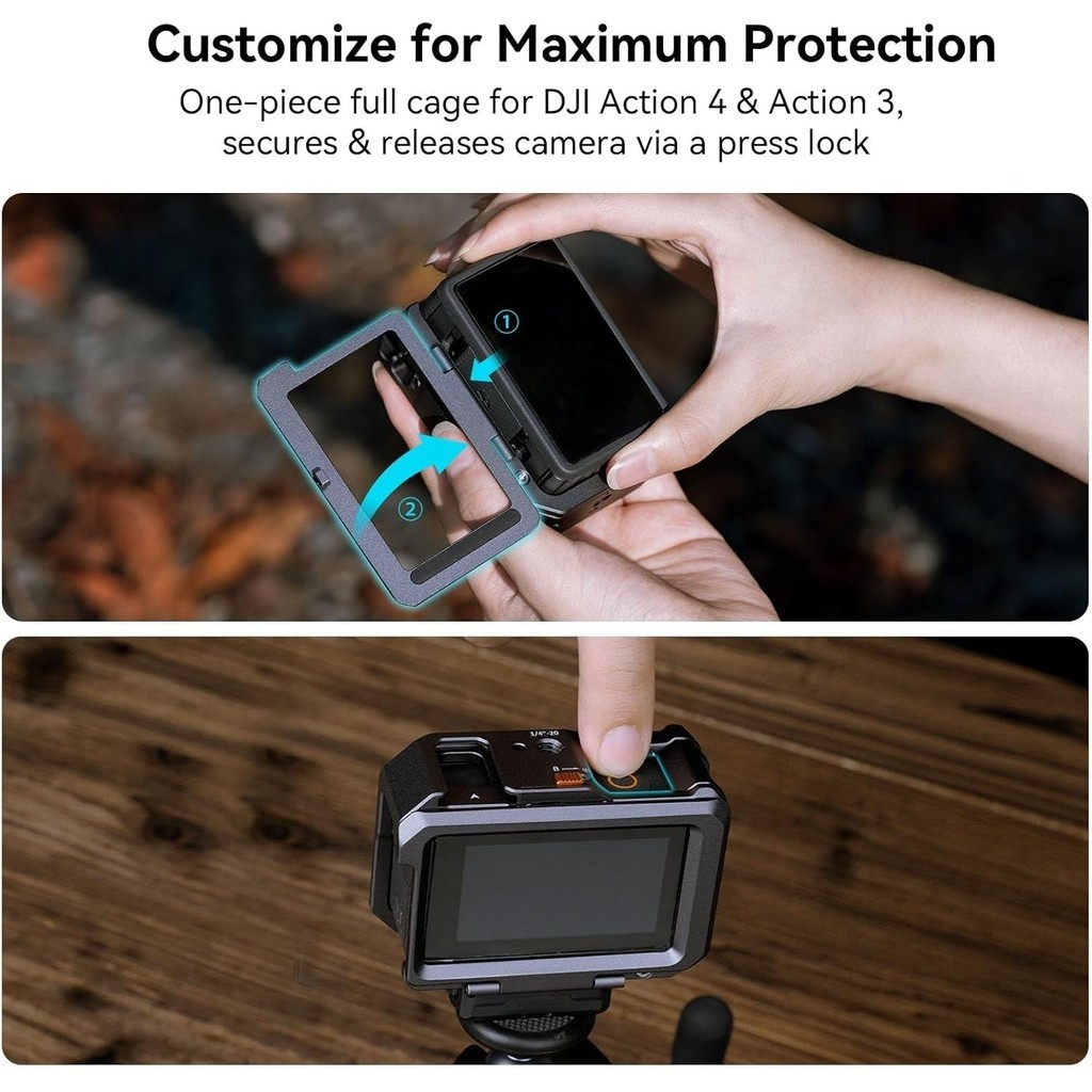 SMALLRIG Frame Cage with Cold Shoe Mount for DJI Action 5Pro/4/3