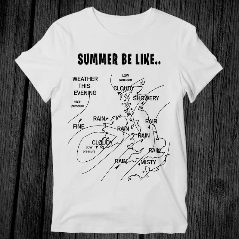 UK Weather Map Summer Loading Parody T Shirt Unisex Adult Mens Womens Gift Cool Music Fashion Top Vi