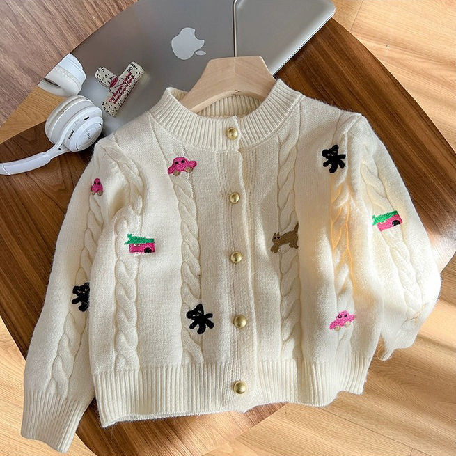 เสื้อสเวตเตอร์ถักเด็กหญิงฤดูหนาวแบบลำลองสไตล์เกาหลี