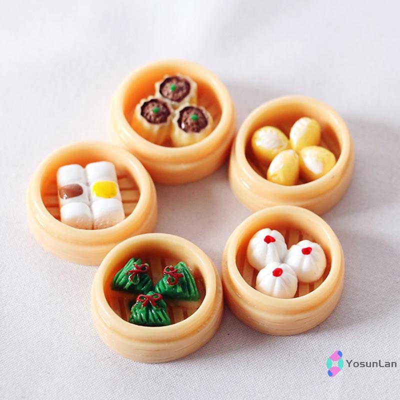 Yosunlan] 5 ชิ้น 1:12 Scale Miniature Dollhouse อาหารติ่มซําจีนสําหรับตกแต่งของเล่นใหม่