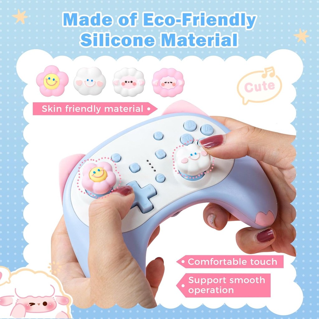 Thumb Grip Caps, 4 ชิ้นน่ารักจอยสติ๊กฝาครอบใช้งานร่วมกับ Switch/OLED/Switch Lite, ซิลิโคนเกรดอาหาร Thumbstick ฝาครอบสําหรับสวิทช์