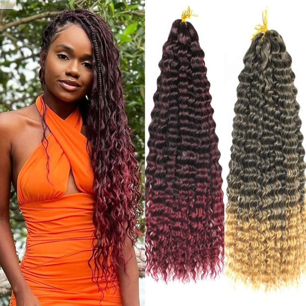 Ivory สังเคราะห์โครเชต์ผม, Water Wave Ombre Deep Twist โครเชต์ผม, 18/24 นิ้วธรรมชาติ Afro Curls โครเชต์ Braiding Hair Extensions อเมริกัน