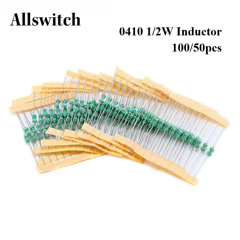 100/50pcs 0410 1/2W สีแหวน Inductors 1uH-4.7mH Axial RF Choke Coil เหนี่ยวนํา DIP สีวงกลม Coils Indu