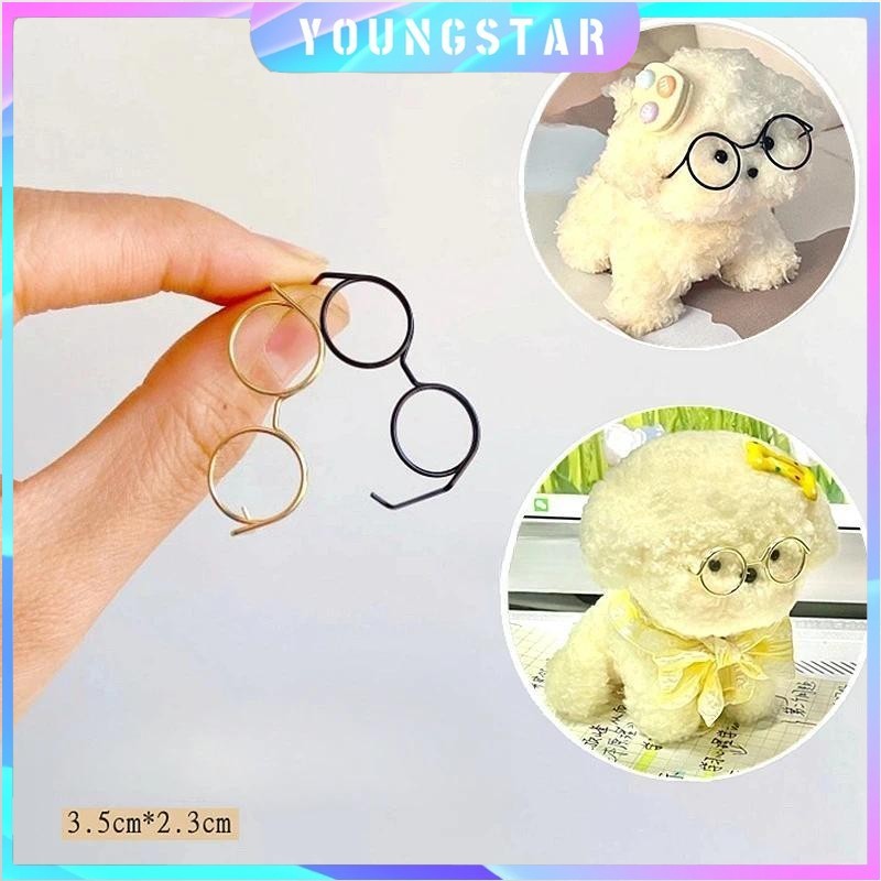 FYG 5pcs Mini ตุ๊กตาแว่นตา Retro โลหะรอบกรอบเลนส์แว่นตาแฟชั่นแว่นตากันแดดสําหรับตุ๊กตาบาร์บี้ Accessorie #471459 แฟชั่น แฟชั่น
