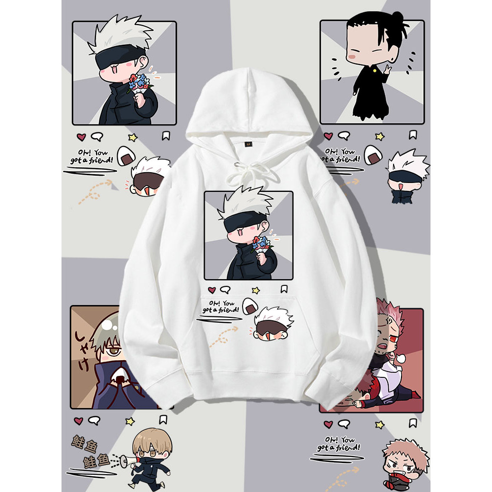 ญี่ปุ่นรุ่น Q Jujutsu Kaisen อะนิเมะเสื้อกันหนาวผู้ชาย Gojo Satoru เสื้อผ้าฝ้ายญี่ปุ่น