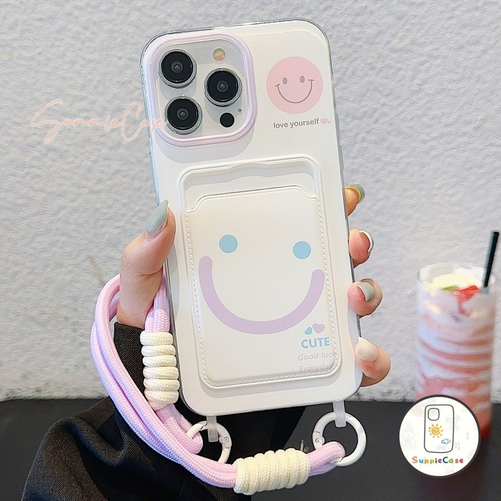 หน้ายิ้ม เคสไอโฟนXR เคส สำหรับ IPhone 14 15 13 16 11 12 Pro Max 8 16 7 15 Plus XR X XS Max SE 2020 กล่องใส่การ์ด เคส