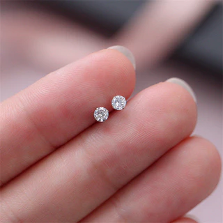 เงิน 3mm4mm5mm6mm ต่างหูเพทายแฟชั่นที่เรียบง่ายต่างหูเครื่องประดับของขวัญ