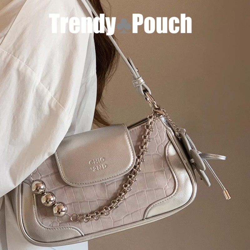 TRENDY POUCH หลังคาสวนใต้วงแขนกระเป๋าผู้หญิงสกายไลท์หรูหราซอกกระเป๋าสะพายคุณภาพสูง