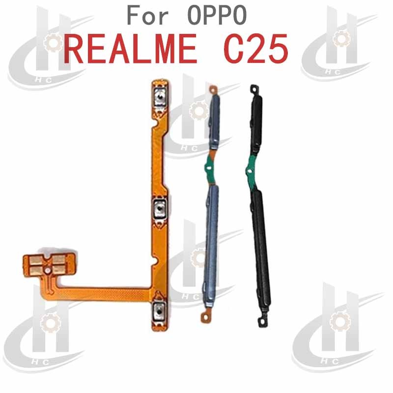 สําหรับ OPPO Realme C25 C25S ปุ่มปรับระดับเสียงไฟปุ่มด้านข้าง Flex Cable Keys ปุ่มปิดระดับเสียงขึ้นและลงปุ่มด้านข้างอะไหล่ทดแทน