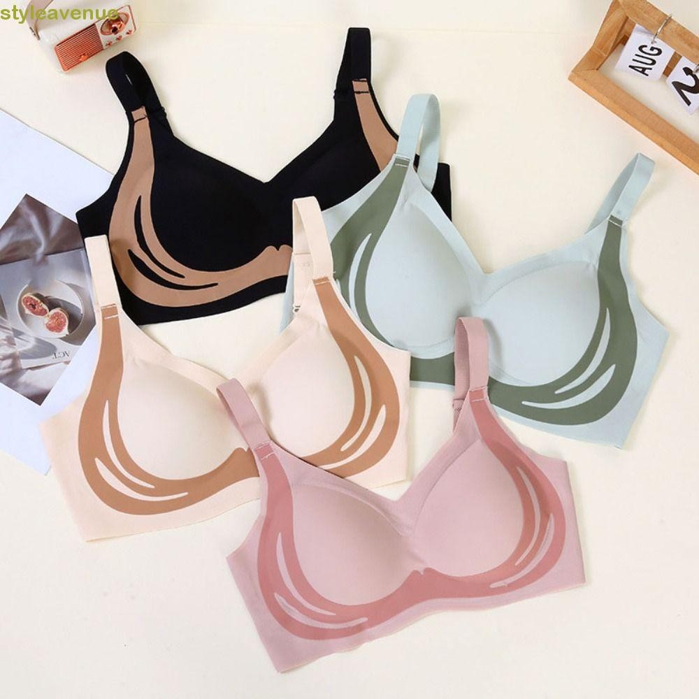 Styleavenue ไร้สาย Deep V Bra, Patchwork ปิดกระชับ Brassiere สําหรับผู้หญิง, สบายกันกระแทก Anti-sagging ไม่มีร่องรอย Push Up ชุดชั้นในวิ่ง