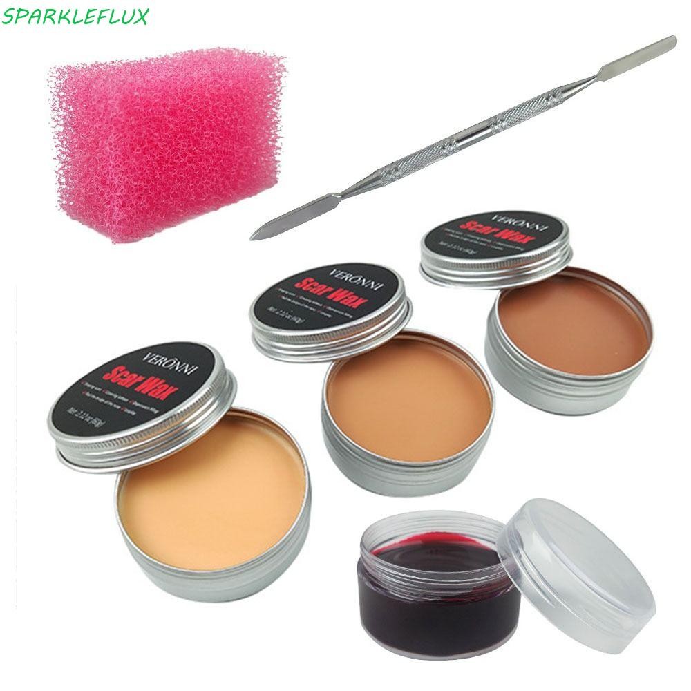 ประกายไฟเฟลซ์ 3สีปลอมแผลแผลเป็นขี้ผึ้ง,ขี้ผึ้งแต่งหน้า เอสเอฟเอ็กซ์กับไม้พายฮาโลวีนชุดแต่งหน้าการสร้างแบบจําลองจมูกบ๊อบภาพวาดเจลเลือดปลอมเจลเลือดและผิวแว็กซ์เวที
